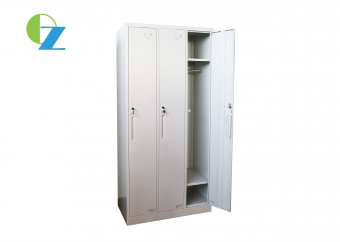 3つのドアの貯蔵の冷間圧延の鋼鉄白い戸棚のワードローブ0