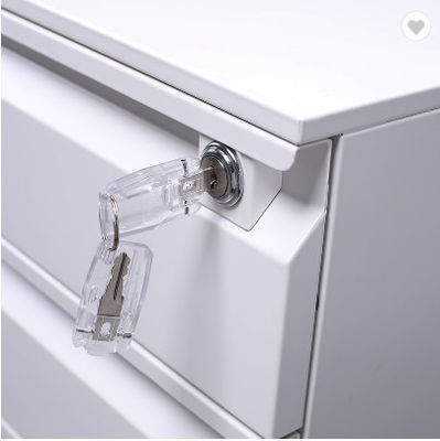 Light Grey Goose Neck 3 Drawer Mobile Pedestal Cabinet No Handle