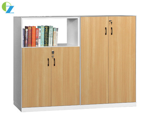 5mm Slim Edge Swing Door Steel Wood Combined Cabinets For Office Use