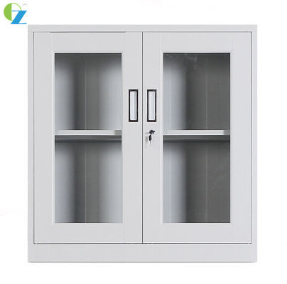 Short 1mm Thickness Steel Office Cupboard 2 Glass Door Metal Filing Cabinet